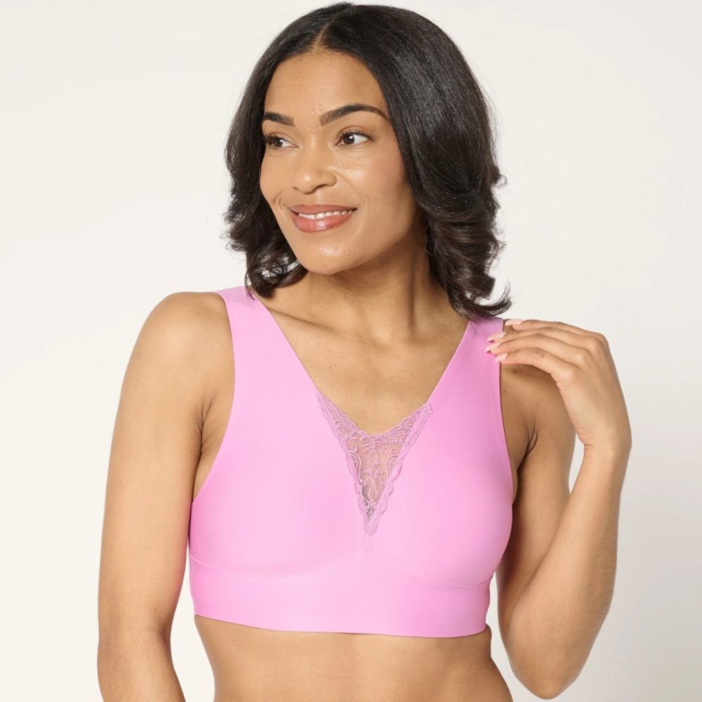 Breezies Invisible Bonded Wirefree Bra with Lace Detail